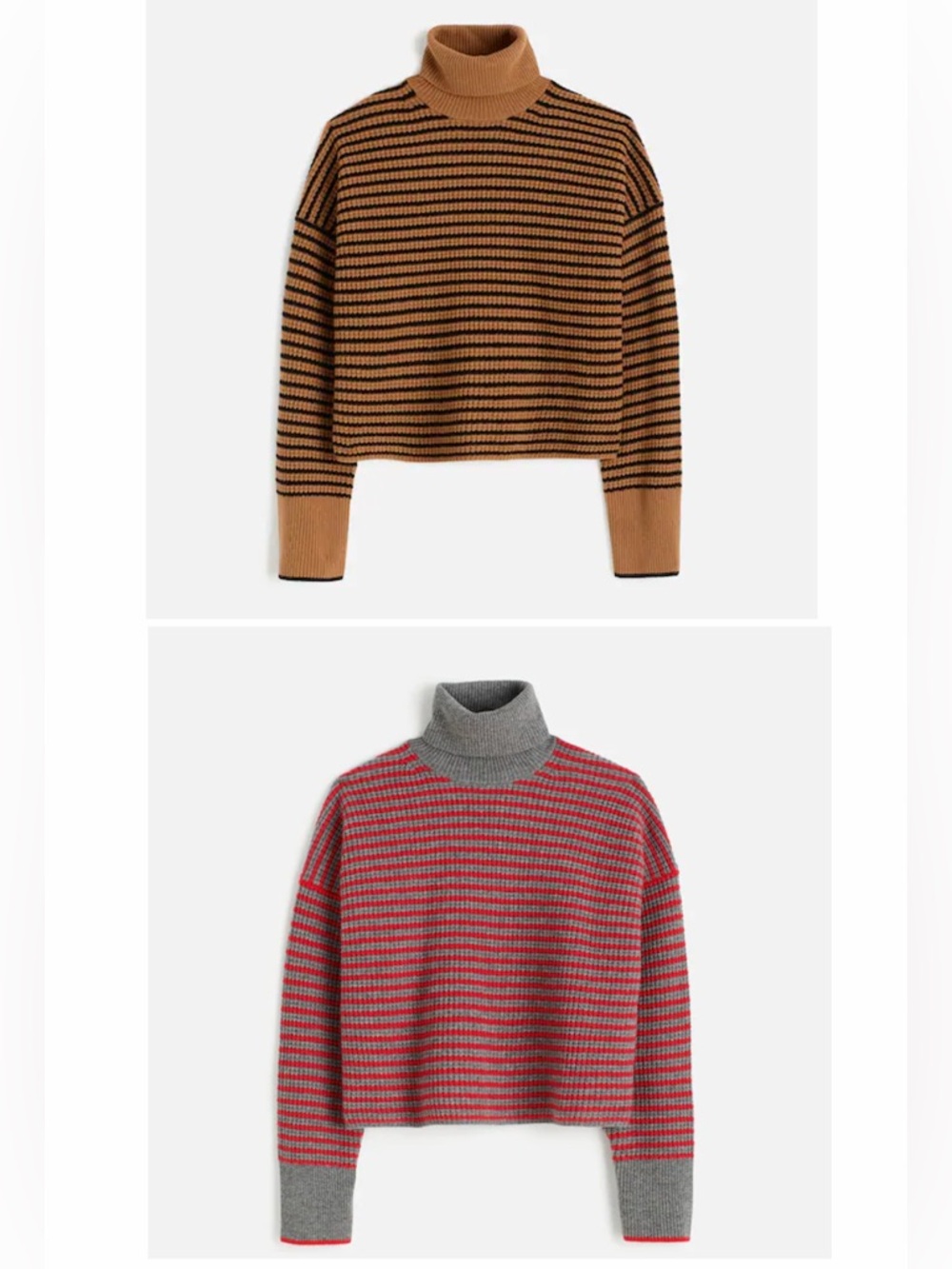 Madewell Womens Merino Wool Waffle-Knit Turtleneck Caramel and Gray Sweaters XXS